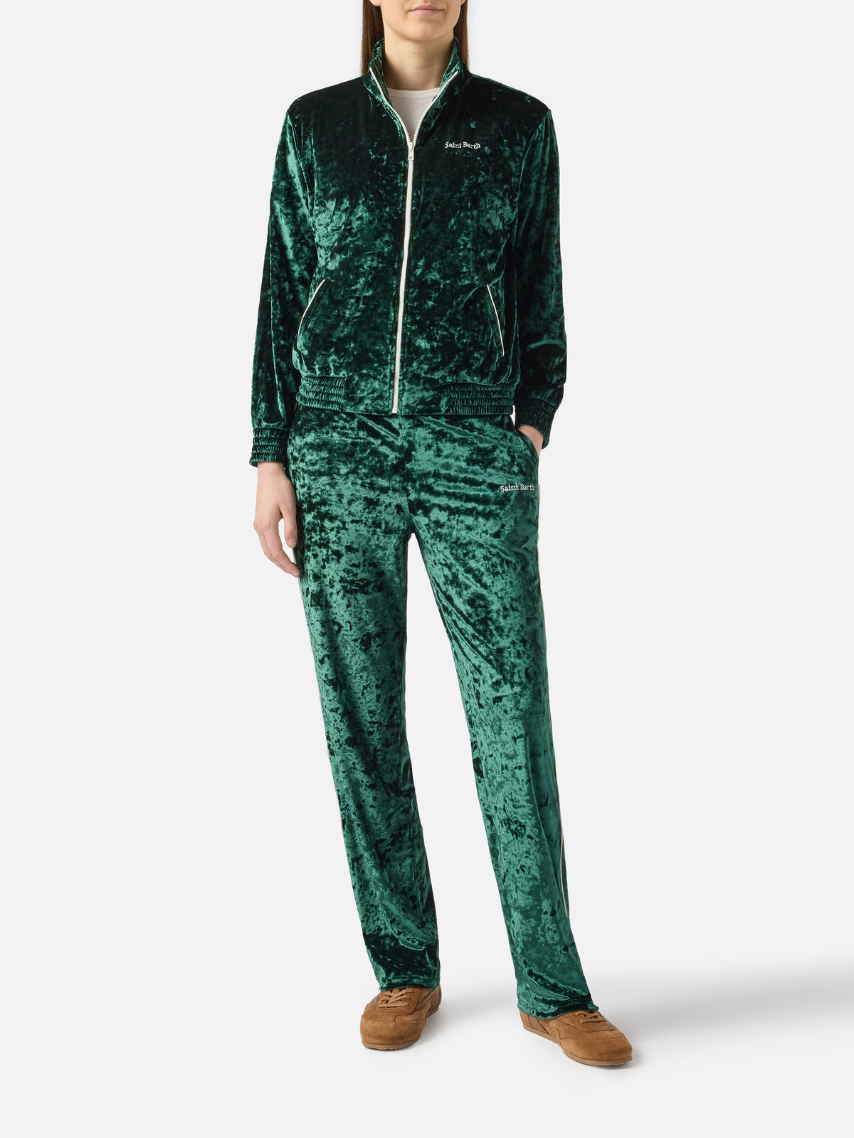 Pantalones Yvonne de chenilla verde 