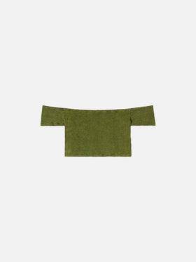 Top crinkle a fascia Zena con spalline larghe
