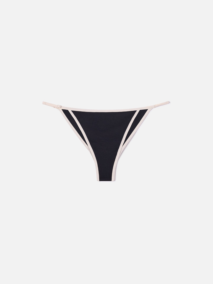 Zephire String brazilian bikini bottoms in black with contrasting trim