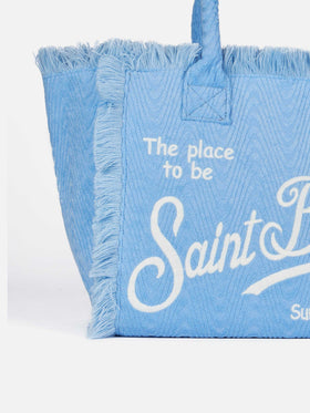 Light blue terry embossed Vanity Sponge tote bag - MC2 Saint Barth