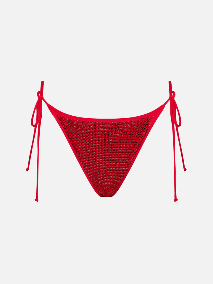 Athena Virgo red rhinestone bandeau bikini