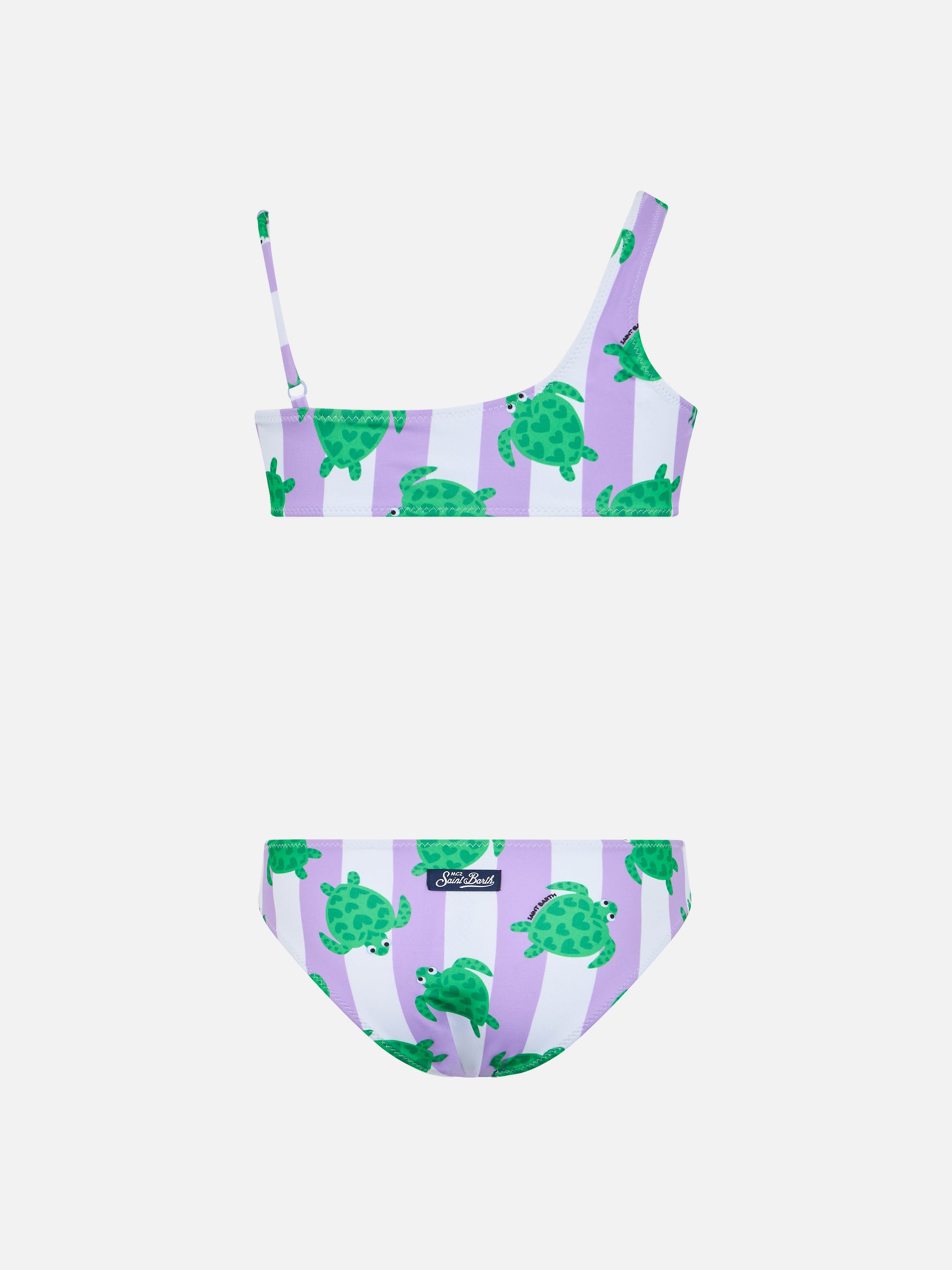 Girl one shoulder bikini Vivy with turtle print - MC2 Saint Barth