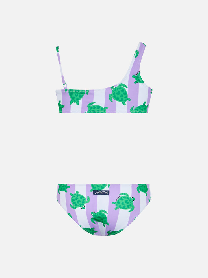 Girl one shoulder bikini Vivy with turtle print - MC2 Saint Barth