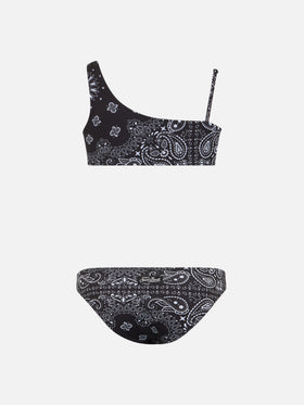Girl one shoulder bikini Vivy with bandanna print - MC2 Saint Barth