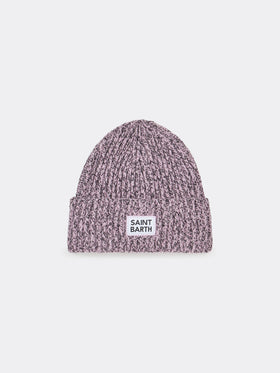 Woman white and pink mouliné beanie with Saint Barth embroidery - MC2 Saint Barth