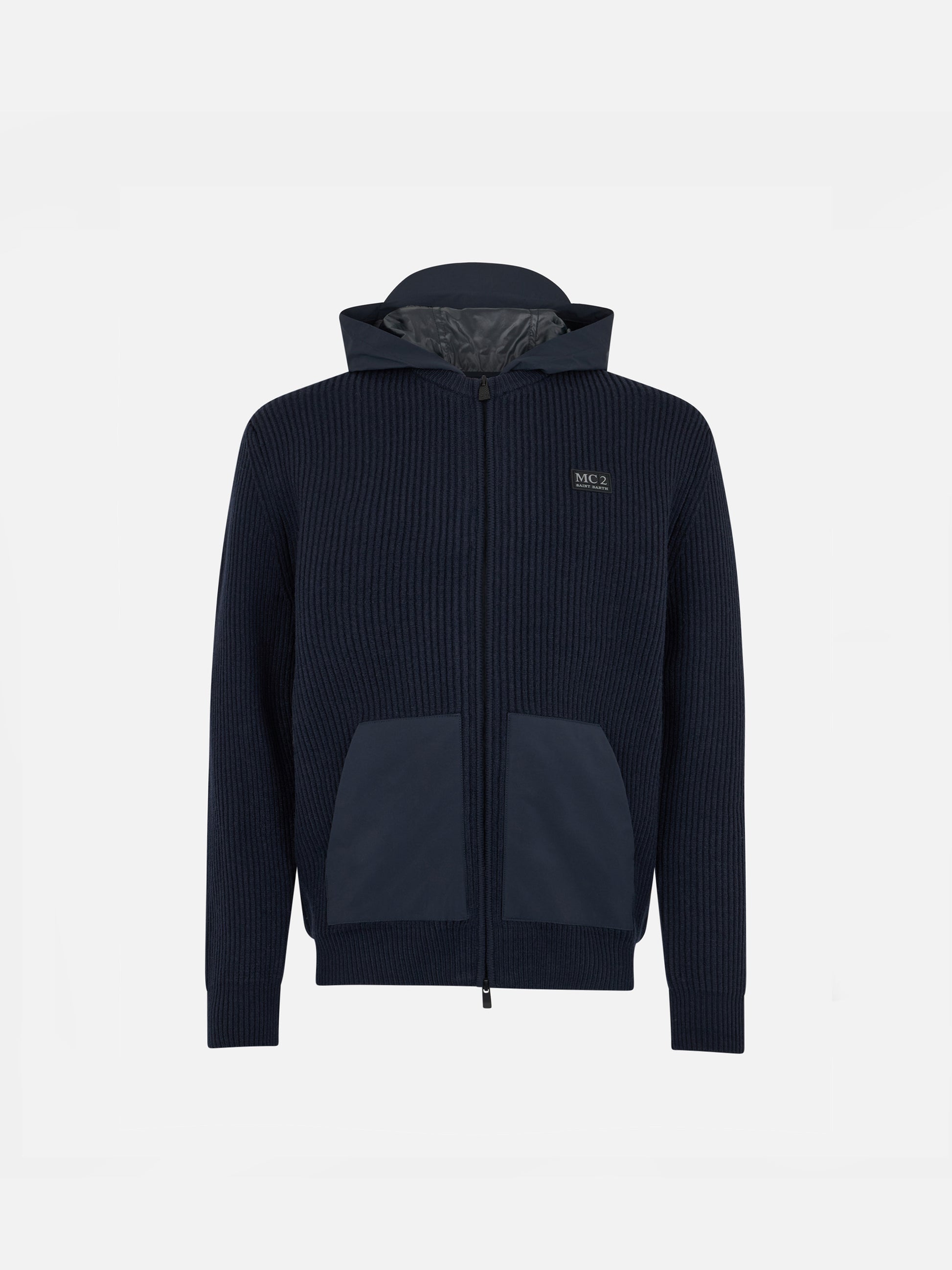 Boy full zip sweater Wiberg Jr with technic fabric hoodie and pockets - MC2 Saint Barth