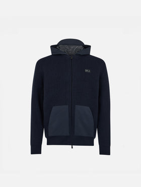 Boy full zip sweater Wiberg Jr with technic fabric hoodie and pockets - MC2 Saint Barth