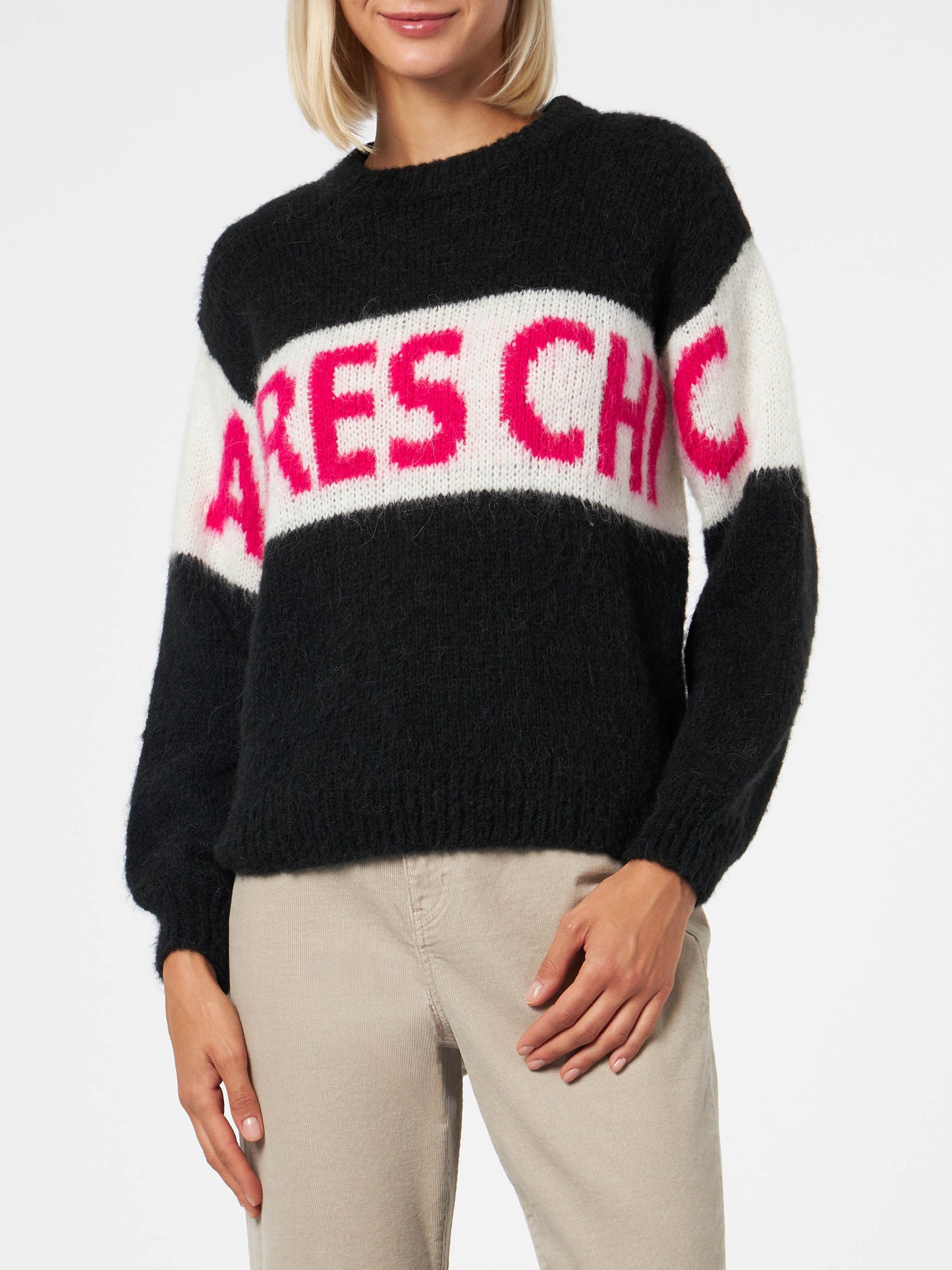 Black fuchsia Après Chic jacquard Danya Soft sweater