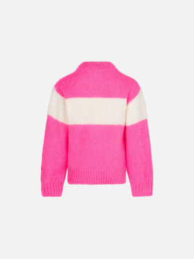 Girl brushed crewneck sweater with Apres chic lettering - MC2 Saint Barth