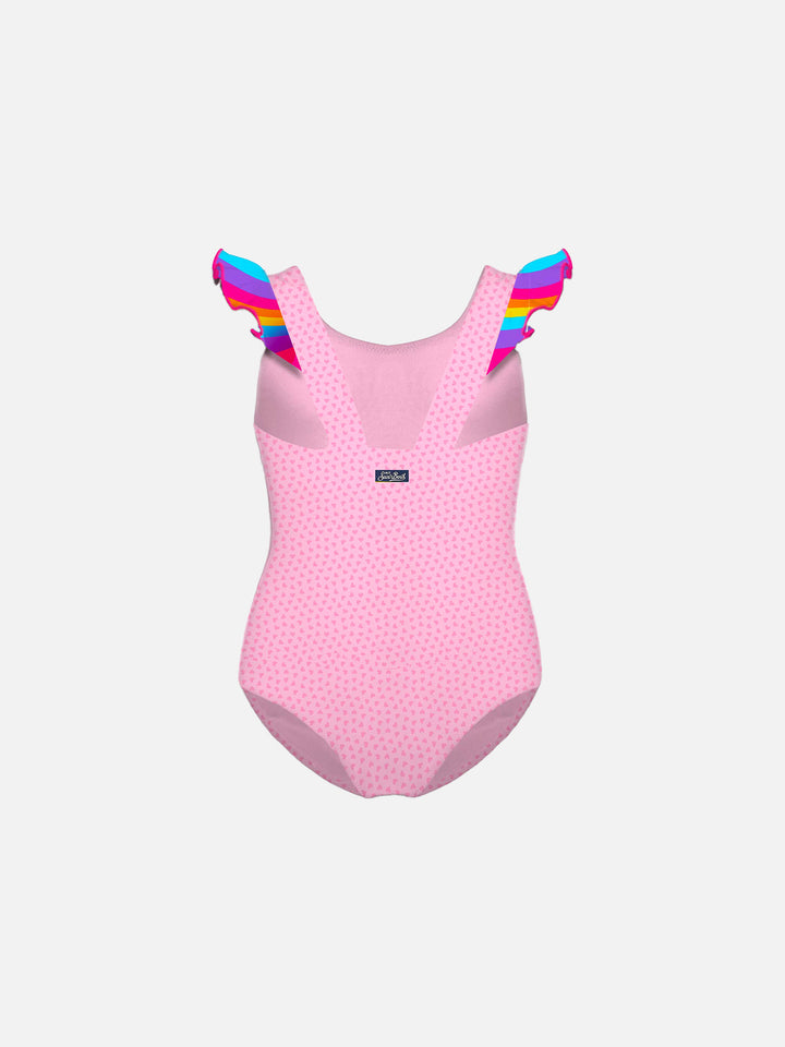 Girl ruffled one piece swimsuit with unicorn print - MC2 Saint Barth