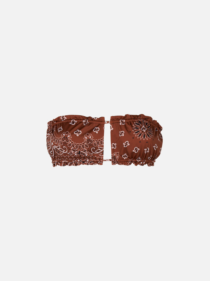 Lyam brown bandana bandeau bikini top