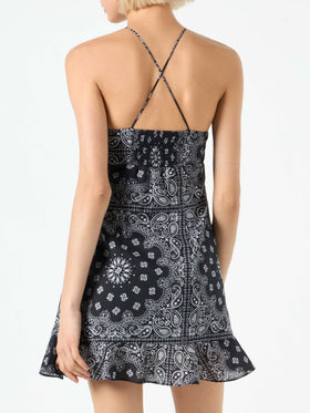 Black bandanna print slip dress Avrill - MC2 Saint Barth