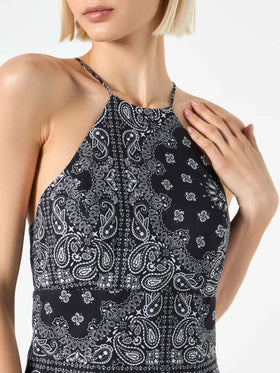 Black bandanna print slip dress Avrill - MC2 Saint Barth