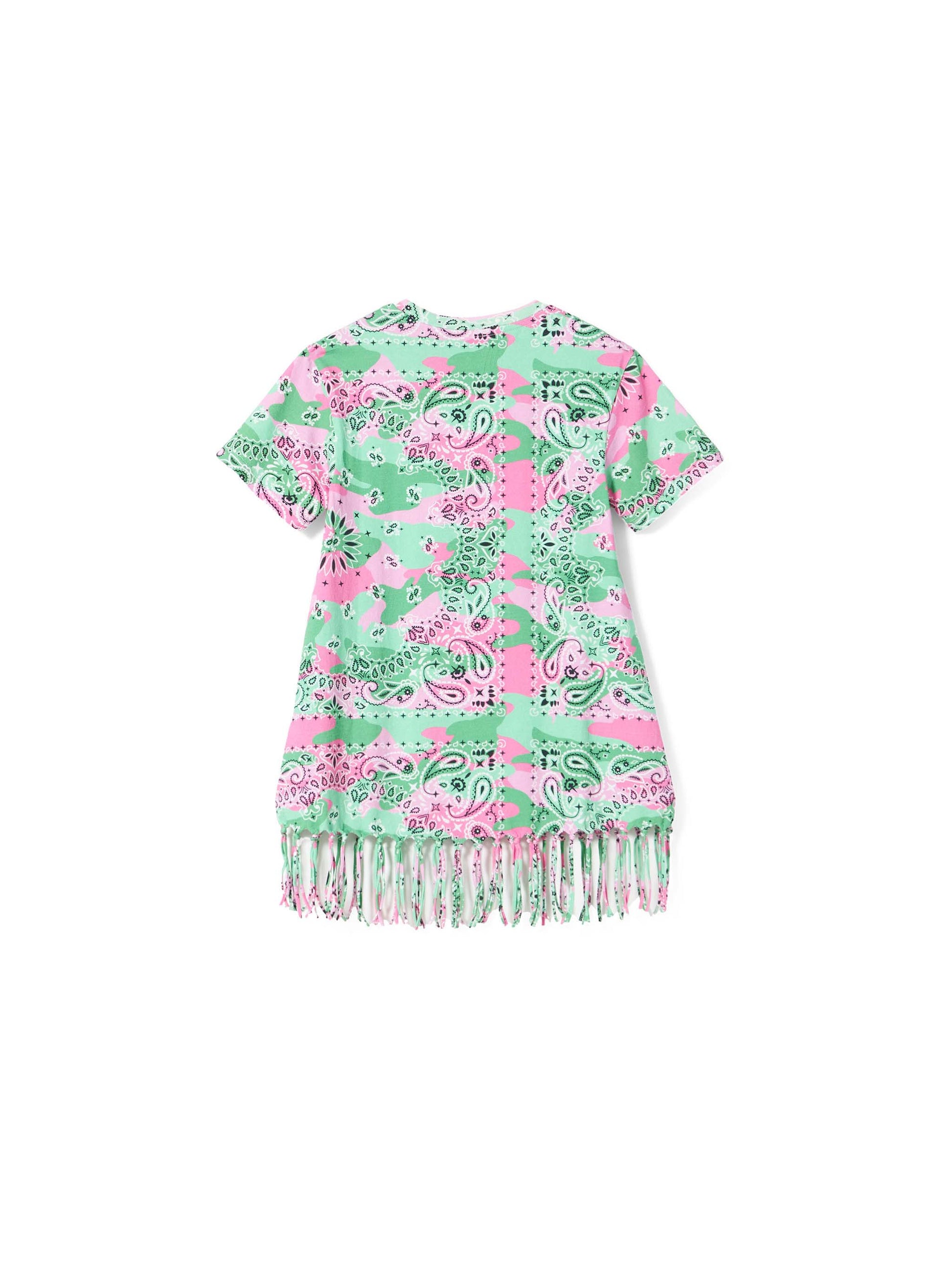 Girl mimetic cotton dress with fringes - MC2 Saint Barth