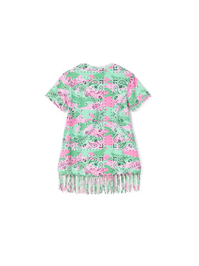 Girl mimetic cotton dress with fringes - MC2 Saint Barth