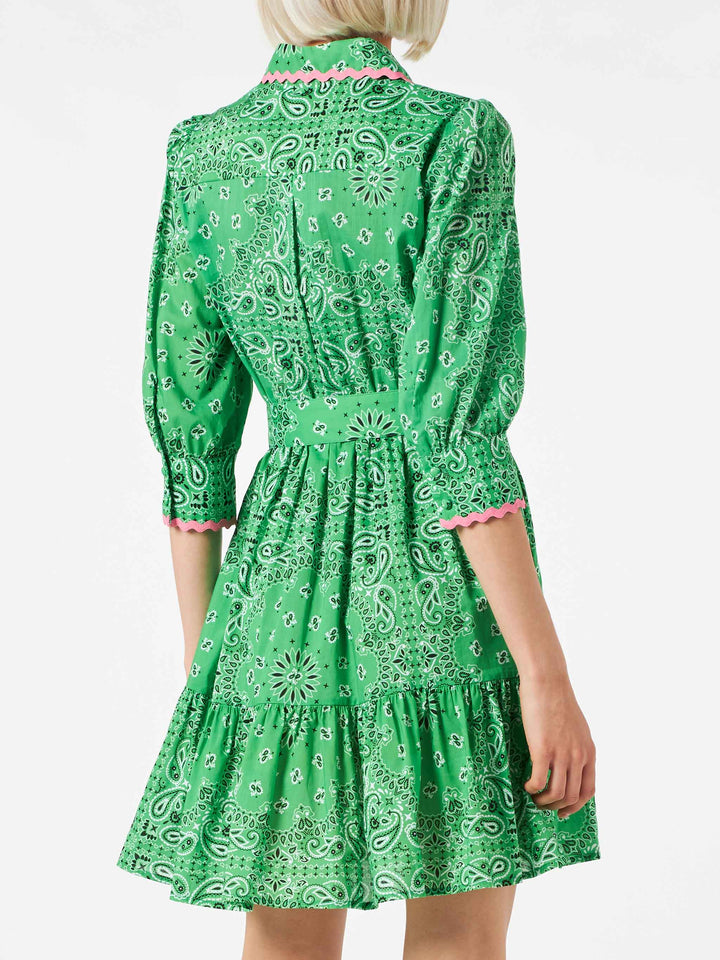 Bandanna print cotton short dress Daisi with embroideries - MC2 Saint Barth