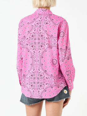 Woman pink shirt with bandanna print - MC2 Saint Barth