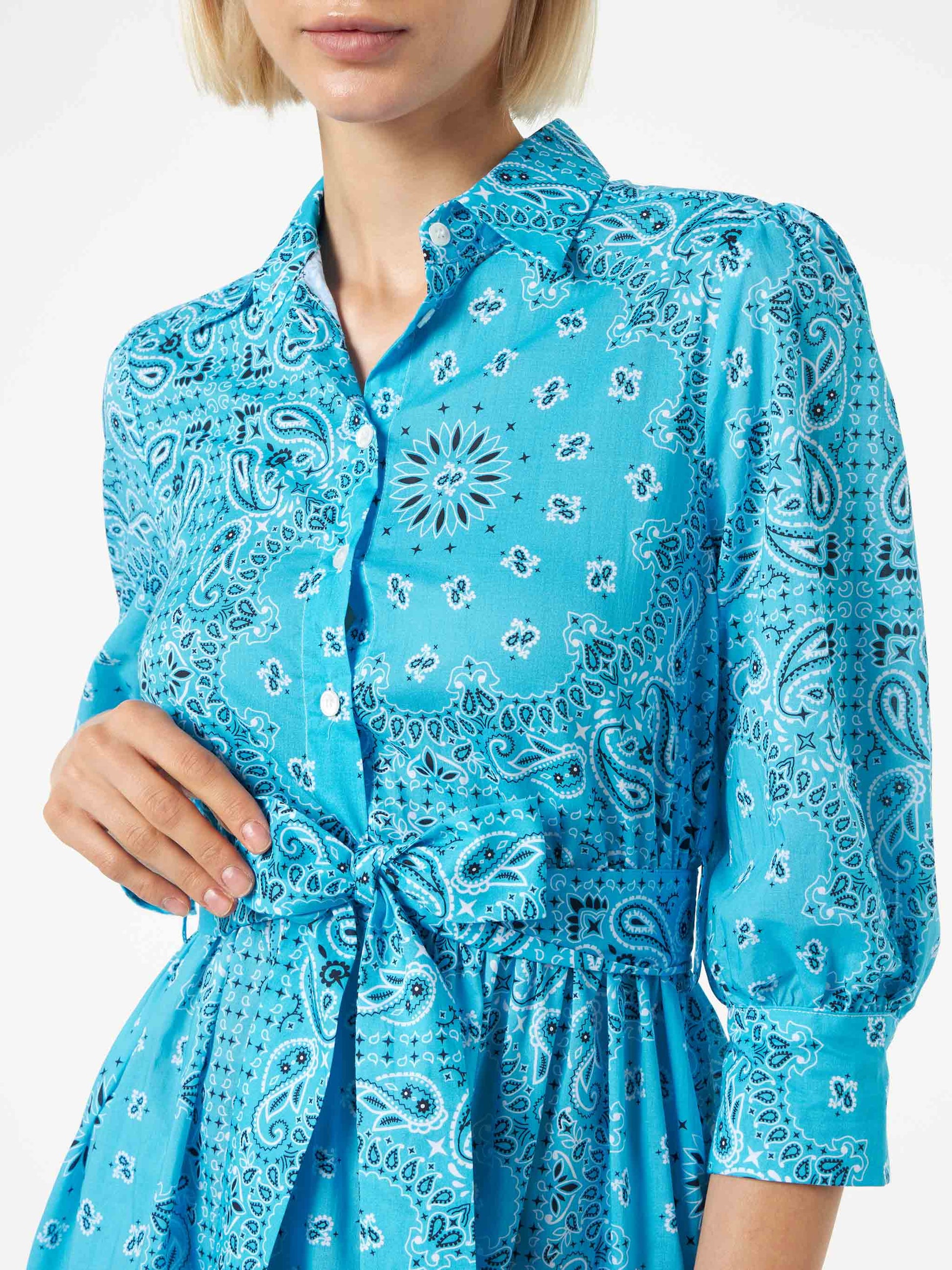 Bandanna print cotton short dress Daisi with embroideries - MC2 Saint Barth