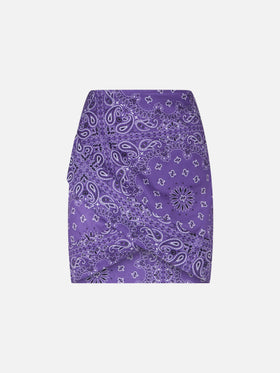 Damen-Minirock aus Baumwolle mit Bandana-Print