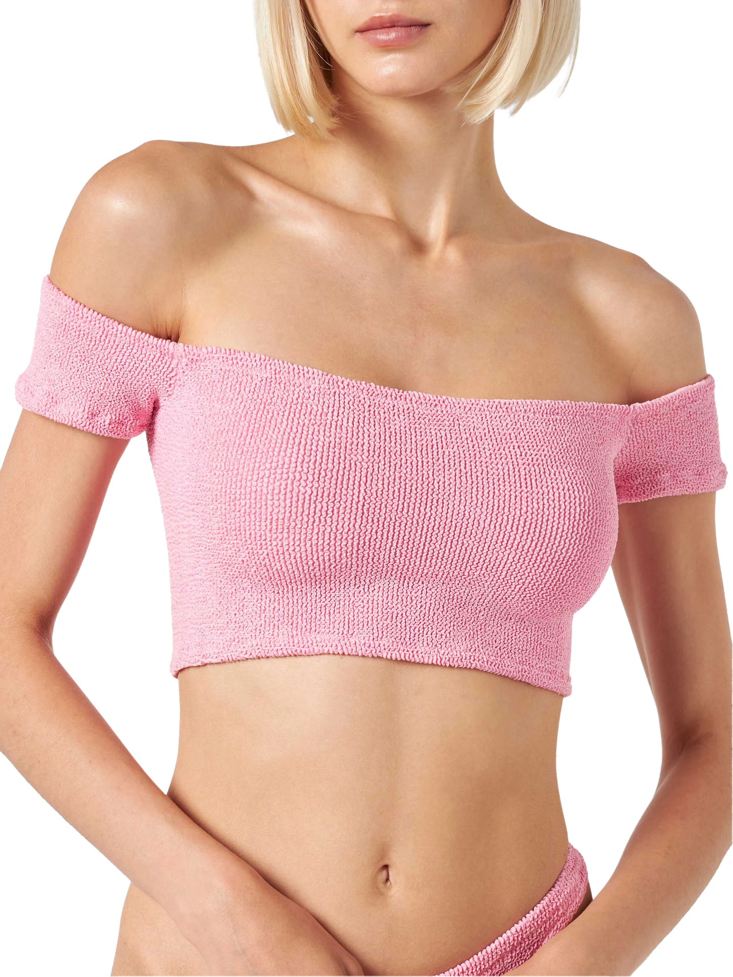 Woman crinkle wide shoulder strap top swimsuit - MC2 Saint Barth