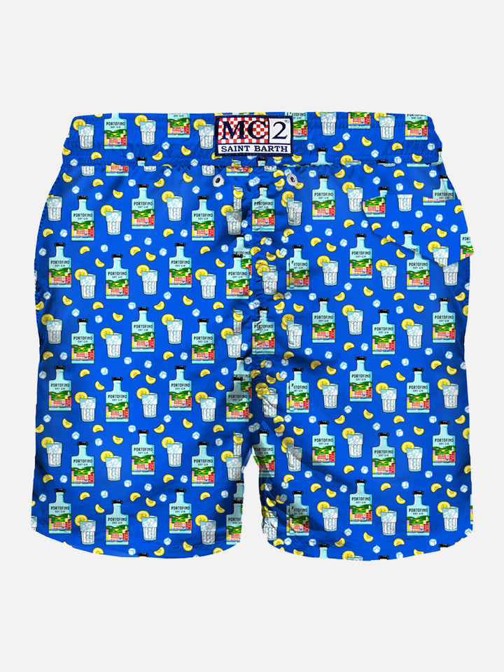 Man light fabric swim shorts with Gin print | PORTOFINO DRY GIN SPECIAL EDITION - MC2 Saint Barth