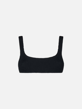 Woman black crinkle bralette swimsuit - MC2 Saint Barth