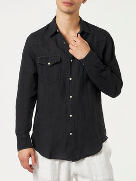 Man black linen shirt - MC2 Saint Barth