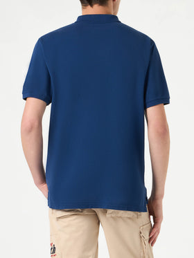Denim piquet polo with St. Barth logo with vintage effect - MC2 Saint Barth