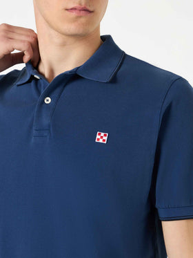 Blue denim piquet polo with St. Barth logo - MC2 Saint Barth