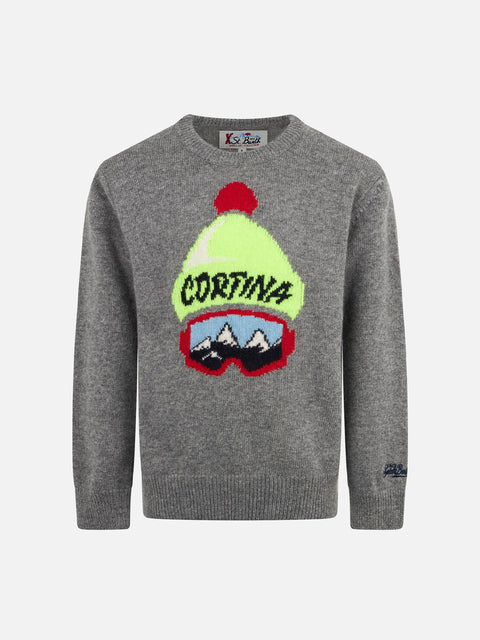 Boy crewneck sweater with Cortina hat print - MC2 Saint Barth