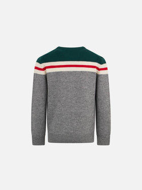 Boy crewneck sweater with St. Barth ski club patch - MC2 Saint Barth
