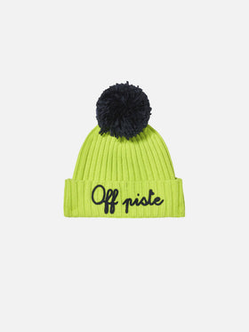 Boy fluo yellow beanie with pompon - MC2 Saint Barth