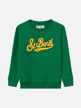Boy green sweatshirt with terry logo - MC2 Saint Barth