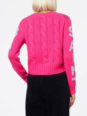 Woman crewneck braided sweater with Saint Barth lurex jacquard - MC2 Saint Barth