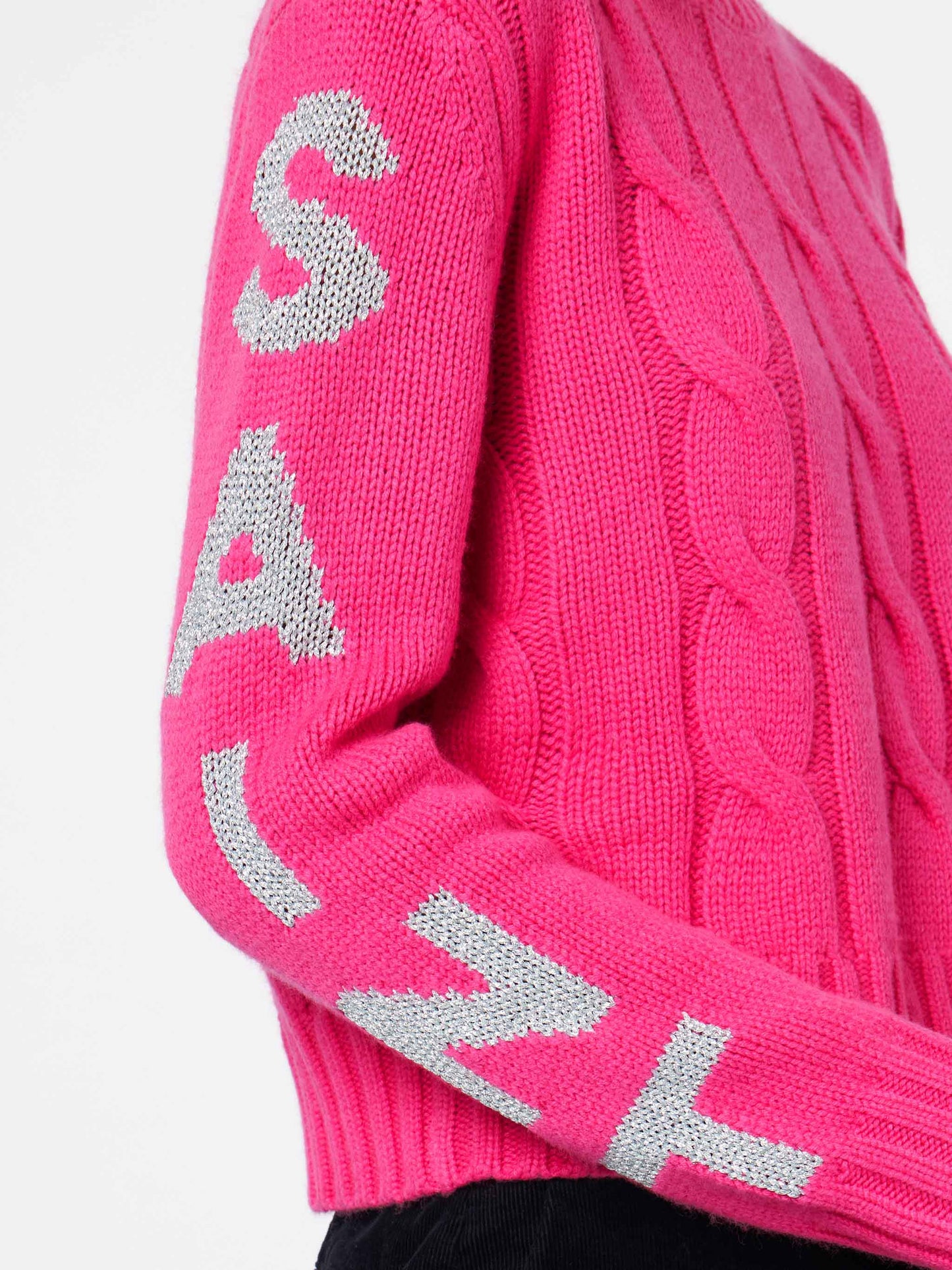 Woman crewneck braided sweater with Saint Barth lurex jacquard - MC2 Saint Barth