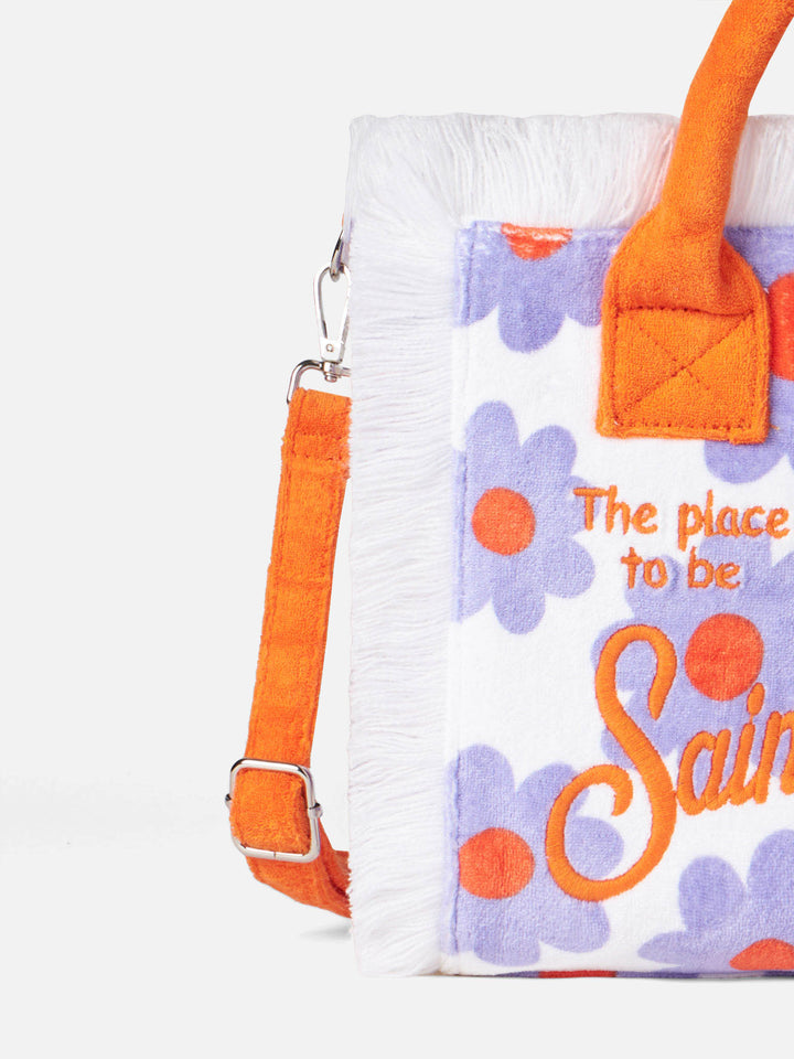 Colette terry handbag with violet and orange daisy print - MC2 Saint Barth