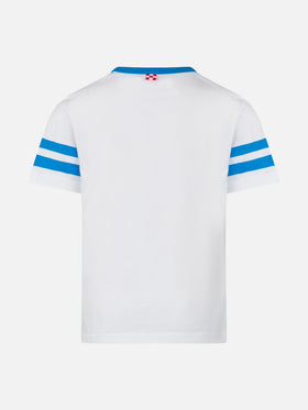 Boy cotton t-shirt with St. Barth College lettering - MC2 Saint Barth