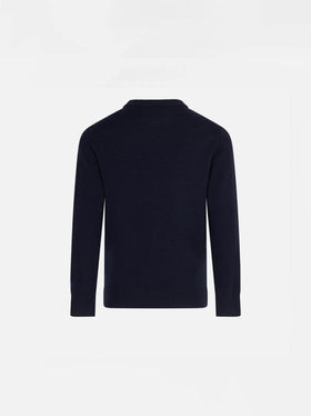 Boy navy blue sweater with Cortina jacquard - MC2 Saint Barth