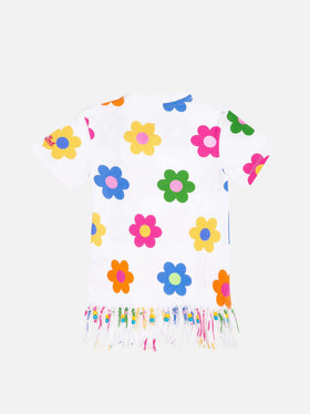 Girl cotton dress with fringes - MC2 Saint Barth