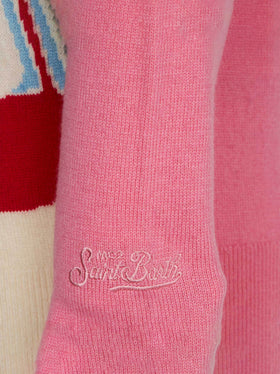 Girl crewneck sweater with Courmayeur postcard - MC2 Saint Barth