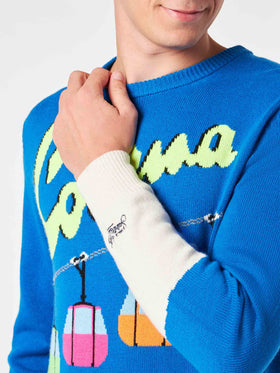 Man crewneck sweater with Courma cable postacard jacquard - MC2 Saint Barth