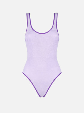 Woman lilac crinkle one piece swimsuit | MELISSA SATTA SPECIAL EDITION - MC2 Saint Barth