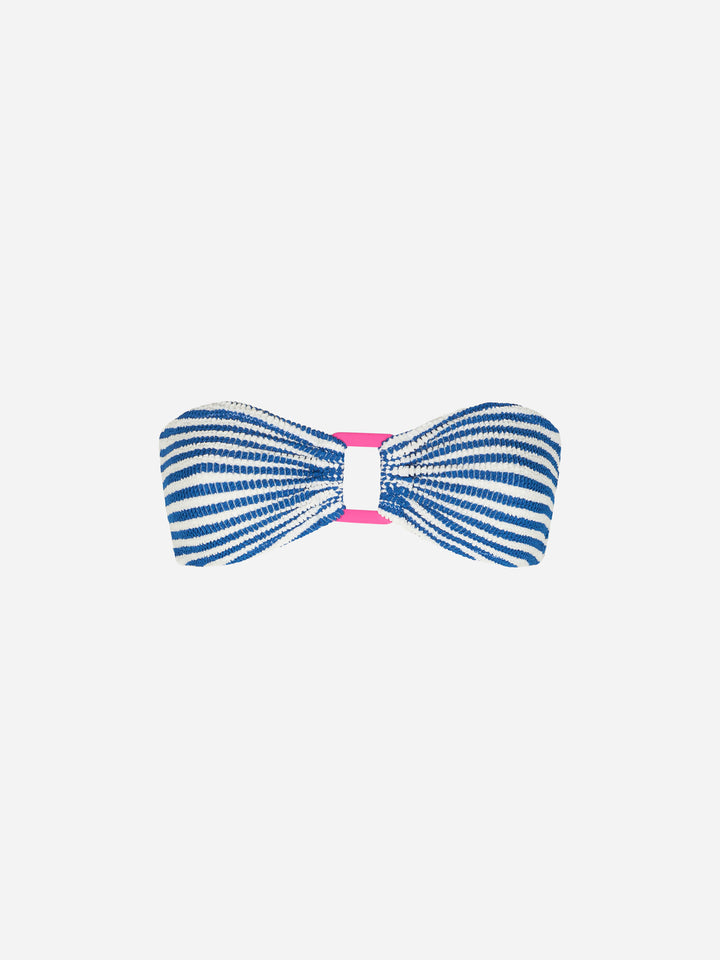 Costume da bagno top a fascia a righe crinkle per donna