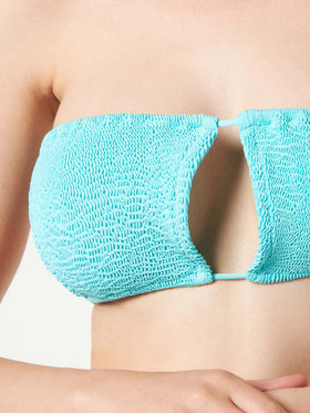 Woman water green crinkle bandeau top - MC2 Saint Barth