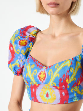 Crop top with ikat print - MC2 Saint Barth