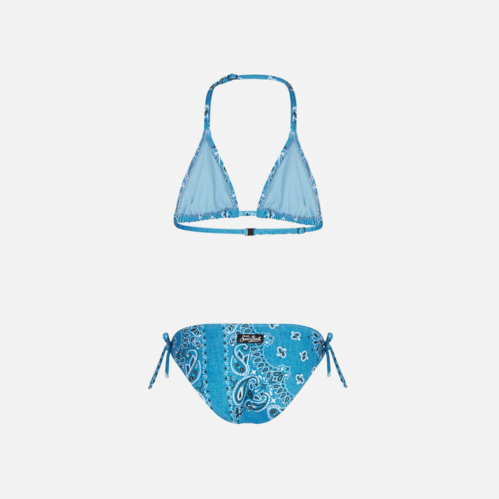 Girl triangle bikini with denim bandanna print - MC2 Saint Barth