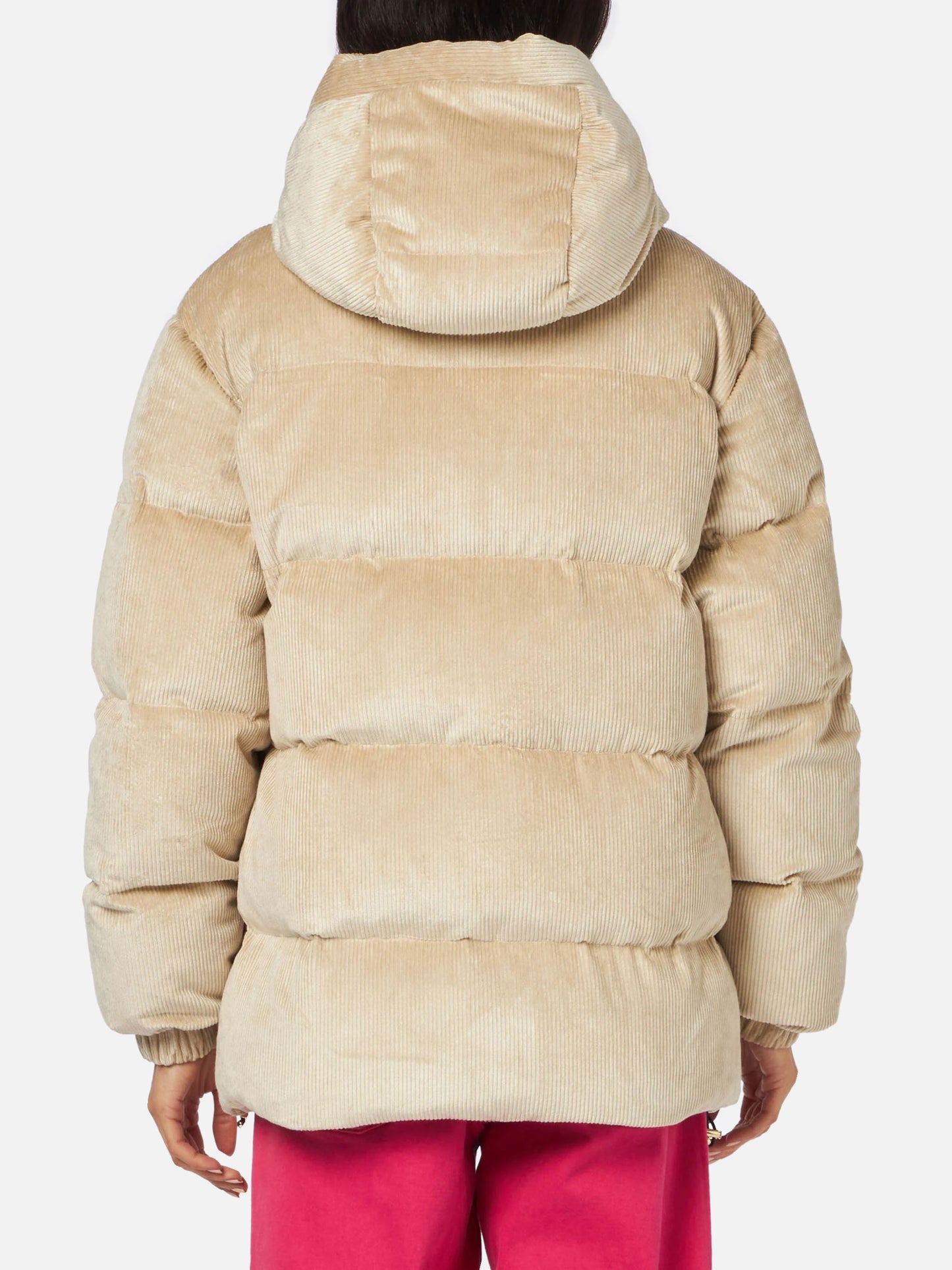 Chaqueta acolchada con capucha de pana beige Geneve 