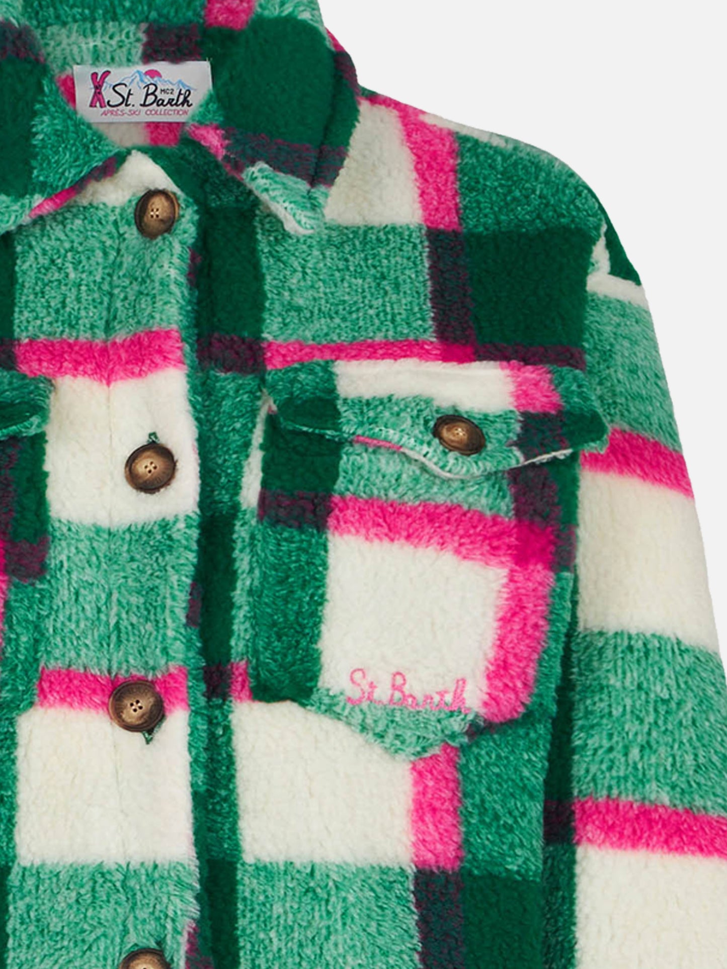 Girl sherpa overshirt with tartan print - MC2 Saint Barth