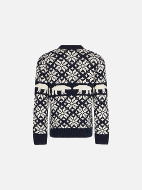 Boy crewneck sweater with norwegian pattern - MC2 Saint Barth