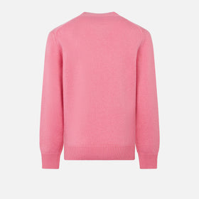Girl crewneck pink sweater with Favolosa rhinestones print - MC2 Saint Barth